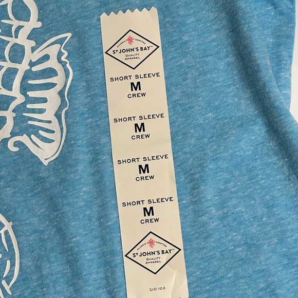 NWT St. John's Bay Blue Seahorses Short Sleeve Crew Neck T-Shirt Womens Medium M - Picture 8 of 9